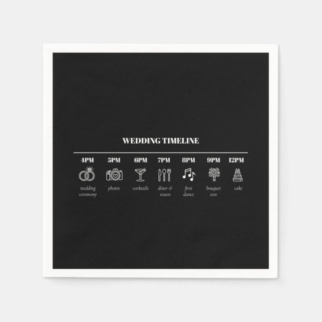 Modern Minimalist Wedding Timeline Details Napkin (Front)