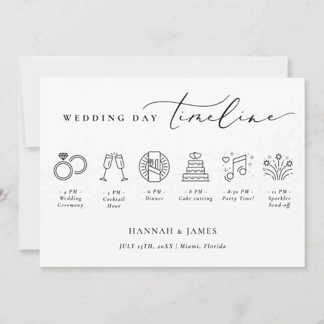 Modern Minimalist Wedding timeline Welcome card (Front)