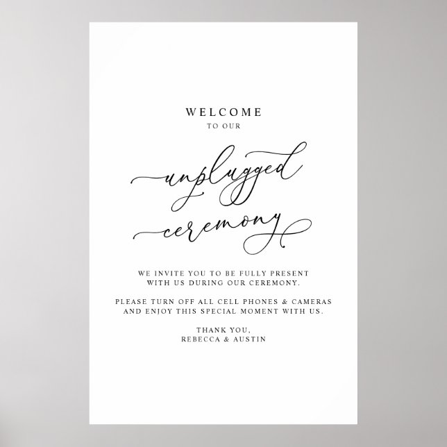 Modern Minimalist Wedding Unplugged Ceremony Poster (Front)