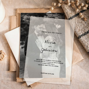 Modern Minimalist Wedding Vellum Invitations