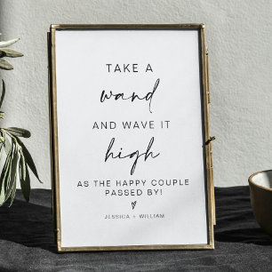 modern minimalist wedding wand send off sign