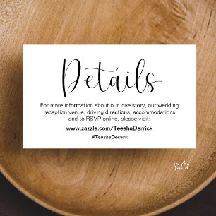 Modern Minimalist Wedding Website RSVP Details Enclosure Card