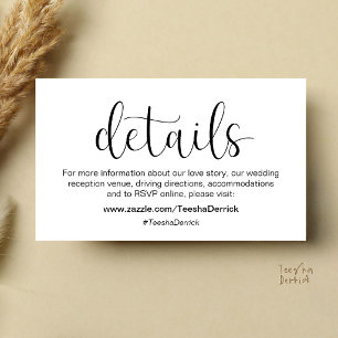 Modern Minimalist Wedding Website RSVP Details Enclosure Card