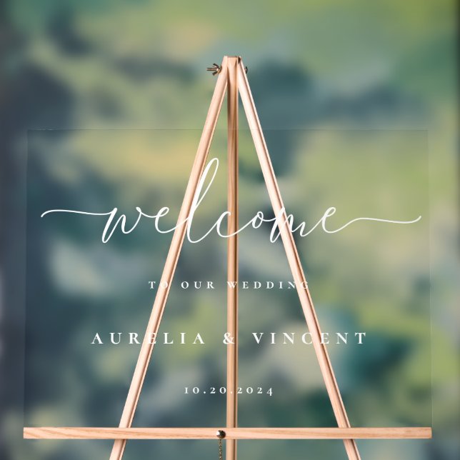 Modern Minimalist Wedding Welcome Acrylic Sign (Neutral)