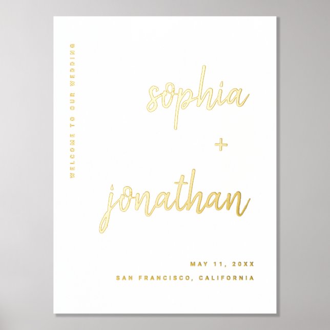 Modern Minimalist Wedding Welcome in Gold Foil Prints (Front)