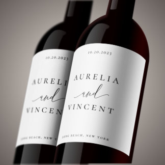Modern Minimalist Wedding Wine Label