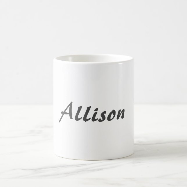 Modern Minimalist White Add Your Name Coffee Mug (Center)