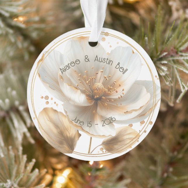 Modern Minimalist White and Gold Wedding Ornament (Tree)