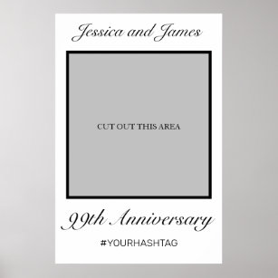 Modern Minimalist White Anniversary Photo Prop Poster
