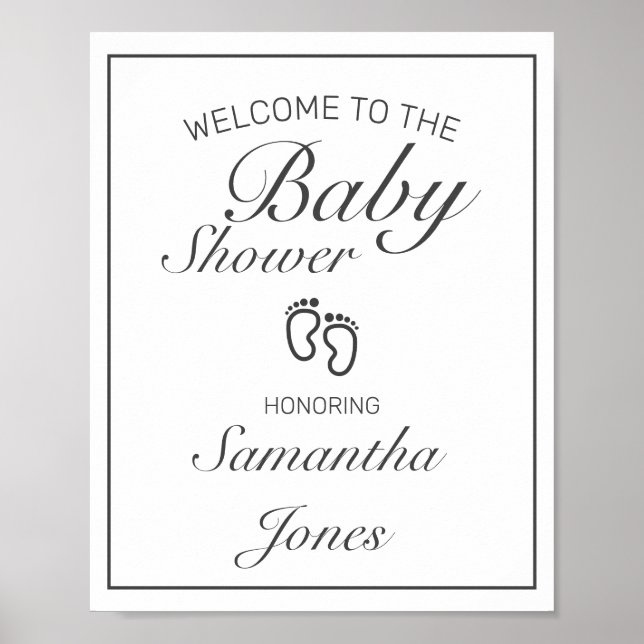 Modern Minimalist White Baby Shower Welcome Sign (Front)