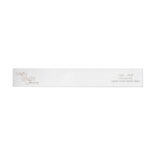 Modern Minimalist White Baby Shower Wrap Around Label