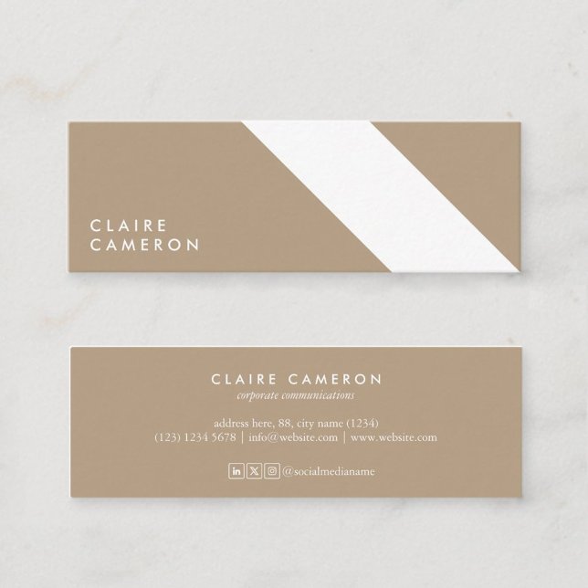 modern minimalist white beige geometric pattern mini business card (Creator Uploaded)