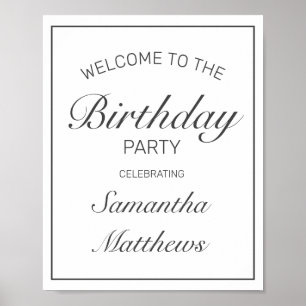 Modern Minimalist White Birthday Welcome Sign
