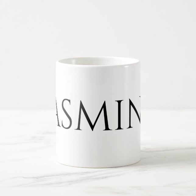 Modern Minimalist White Black Add Your Name Magic Mug (Center)