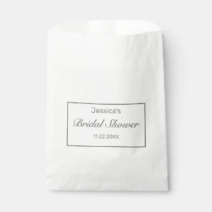 Modern Minimalist White Black Bridal Shower Favour Bag