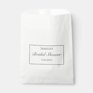 Modern Minimalist White Black Bridal Shower Favour Bag