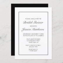 Modern Minimalist White Black Bridal Shower
