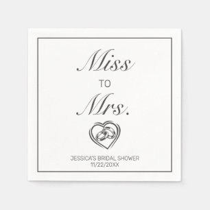 Modern Minimalist White Black Bridal Shower Ms Napkin