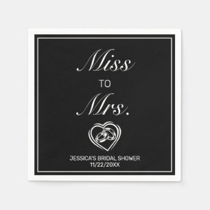 Modern Minimalist White Black Bridal Shower Ms Napkin