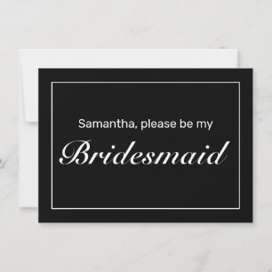 Modern Minimalist White Black Bridesmaid Card