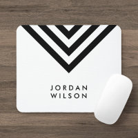 Modern Minimalist White & Black Chevron Geometric