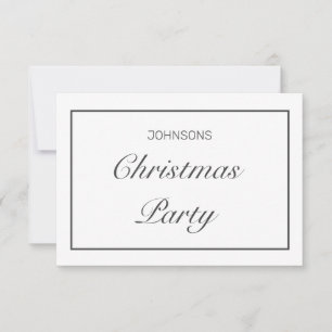 Modern Minimalist White Black Christmas Party RSVP Card