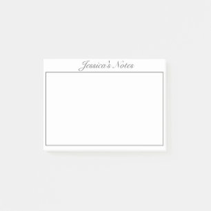Modern Minimalist White Black Custom Post-it Notes