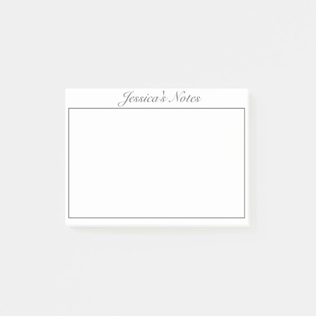 Modern Minimalist White Black Custom Post-it Notes (Front)