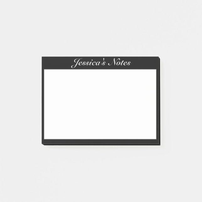 Modern Minimalist White Black Custom Post-it Notes (Front)