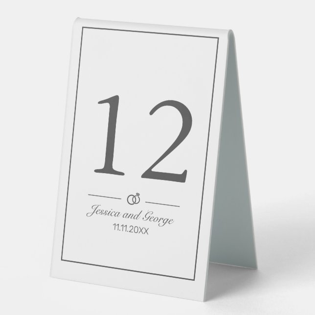 Modern Minimalist White Black Folded Table Number (Front)