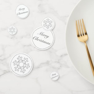 Modern Minimalist White Black Happy Christmas Confetti