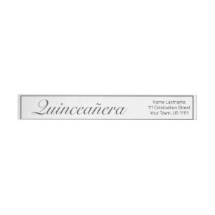 Modern Minimalist White Black Quinceañera Birthday Wrap Around Label