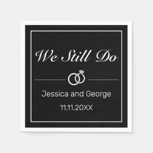 Modern Minimalist White Black Wedding Anniversary Napkin