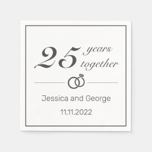 Modern Minimalist White Black Wedding Anniversary Napkin