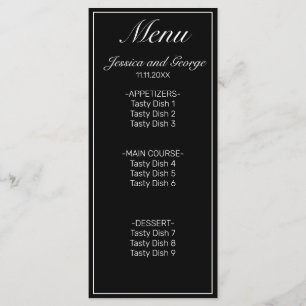Modern Minimalist White Black Wedding Menu
