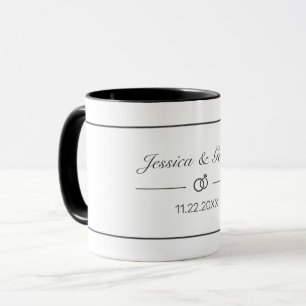 Modern Minimalist White Black Wedding Mug