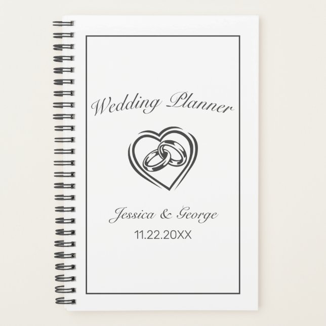 Modern Minimalist White Black Wedding Planner (Front)