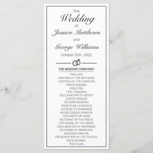 Modern Minimalist White Black Wedding Program