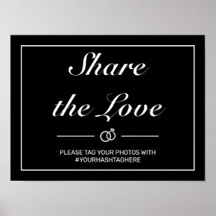 Modern Minimalist White Black Wedding Sign