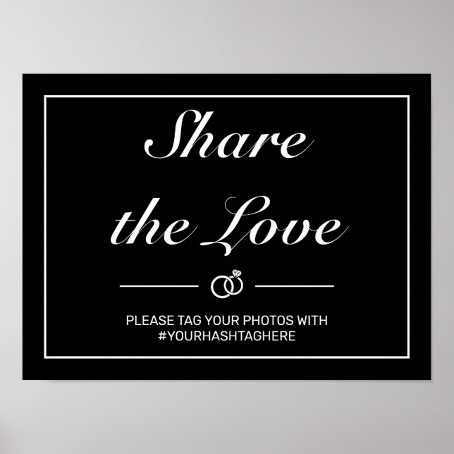 Modern Minimalist White Black Wedding Sign (Front)