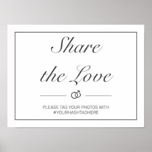 Modern Minimalist White Black Wedding Sign