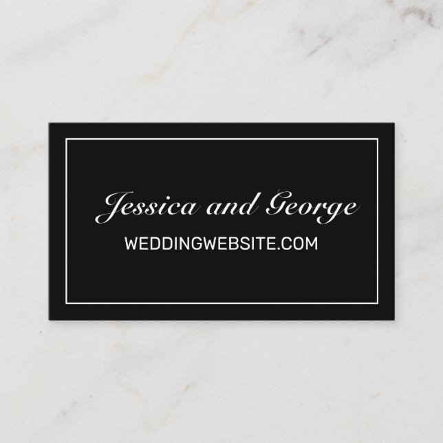 Modern Minimalist White Black Wedding Website Card (Front)
