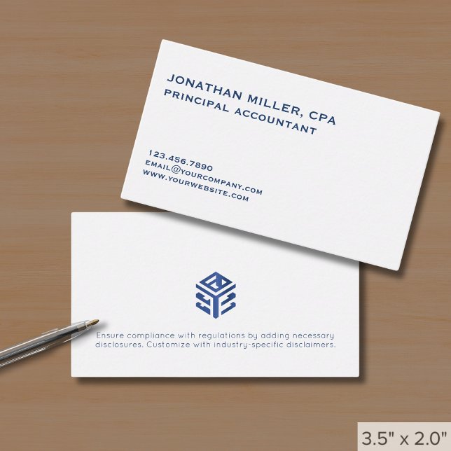 Modern Minimalist White Blue Logo Business Card (Creator Uploaded)