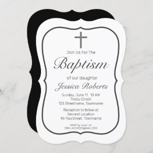 Modern Minimalist White Bracket Baptism Invitation