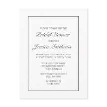 Modern Minimalist White Bridal Shower Invitation