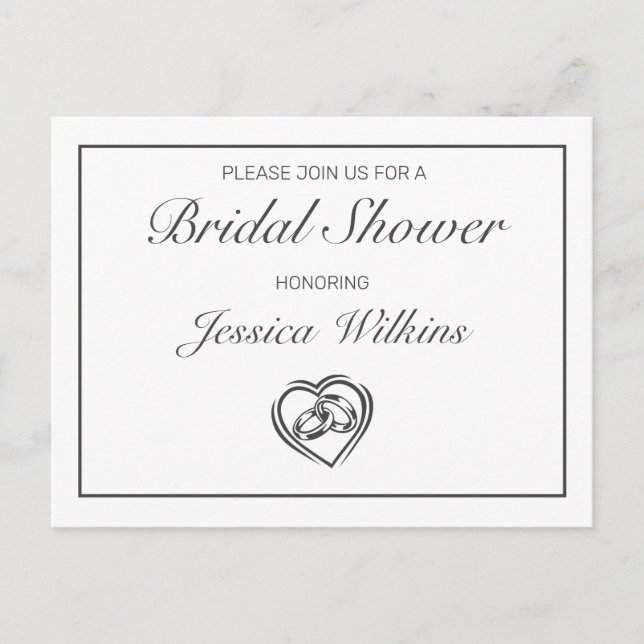 Modern Minimalist White Bridal Shower Invitation Postcard (Front)