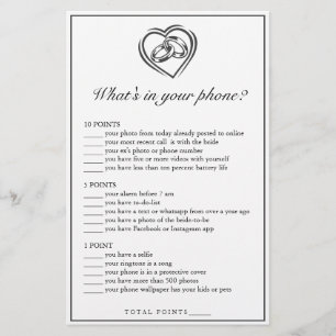 Modern Minimalist White Bridal Shower Phone Game