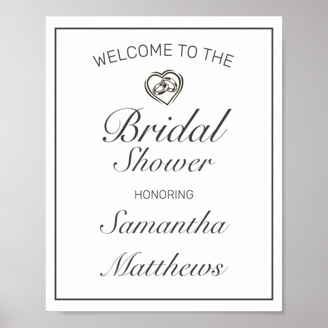 Modern Minimalist White Bridal Shower Welcome Sign (Front)
