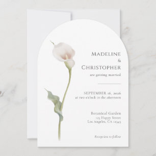Modern Minimalist White Calla Lily Wedding Invitation