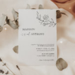 Modern Minimalist White Floral Line Art Wedding  Invitation<br><div class="desc">Modern & minimalist black and white wedding invitation featuring elegant calligraphy and line art flower drawing design.</div>